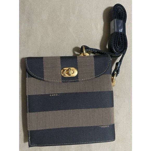 FENDI Pequin Logo Canvas Leather Crossbody/Shoulder Bag